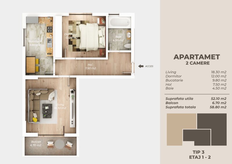 Titan Pallady, 2 camere, direct dezvoltator.